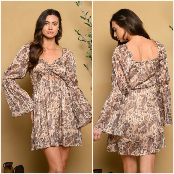 Paisley Print Boho Style Dress - Picture 1 of 11